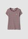 Brown pure cotton crew-neck striped T-shirt_4