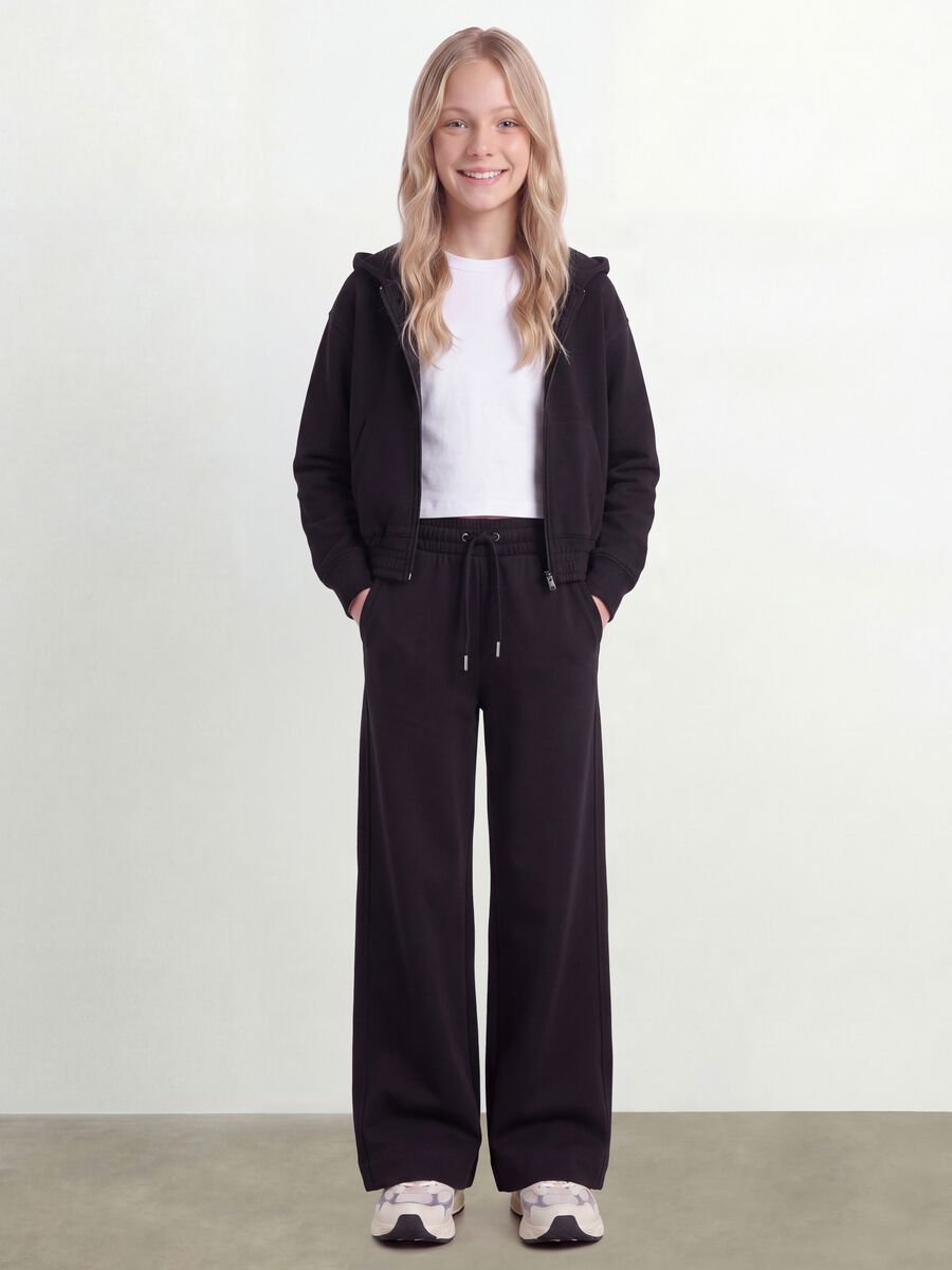 Black organic cotton culotte trousers for girls_0