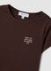 T-shirt marrone in puro cotone a girocollo con scritta_5