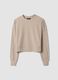 Beige ribbed stretch-viscose crew-neck T-shirt, regular fit_0