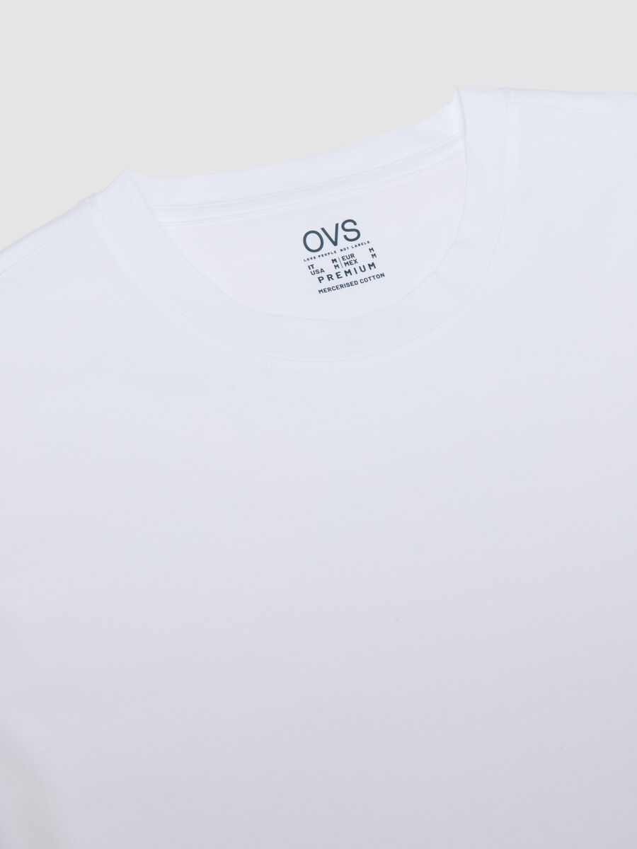 White mercerised pure cotton crew-neck T-shirt_1