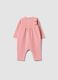 Pink organic cotton romper with ruffle for baby girl_0