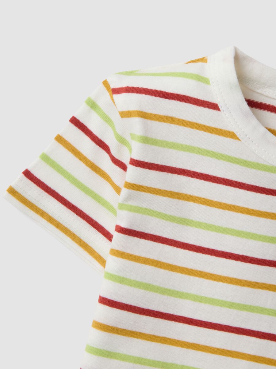 Boys&rsquo; pure cotton multicolour striped T-shirt with dog pocket_3