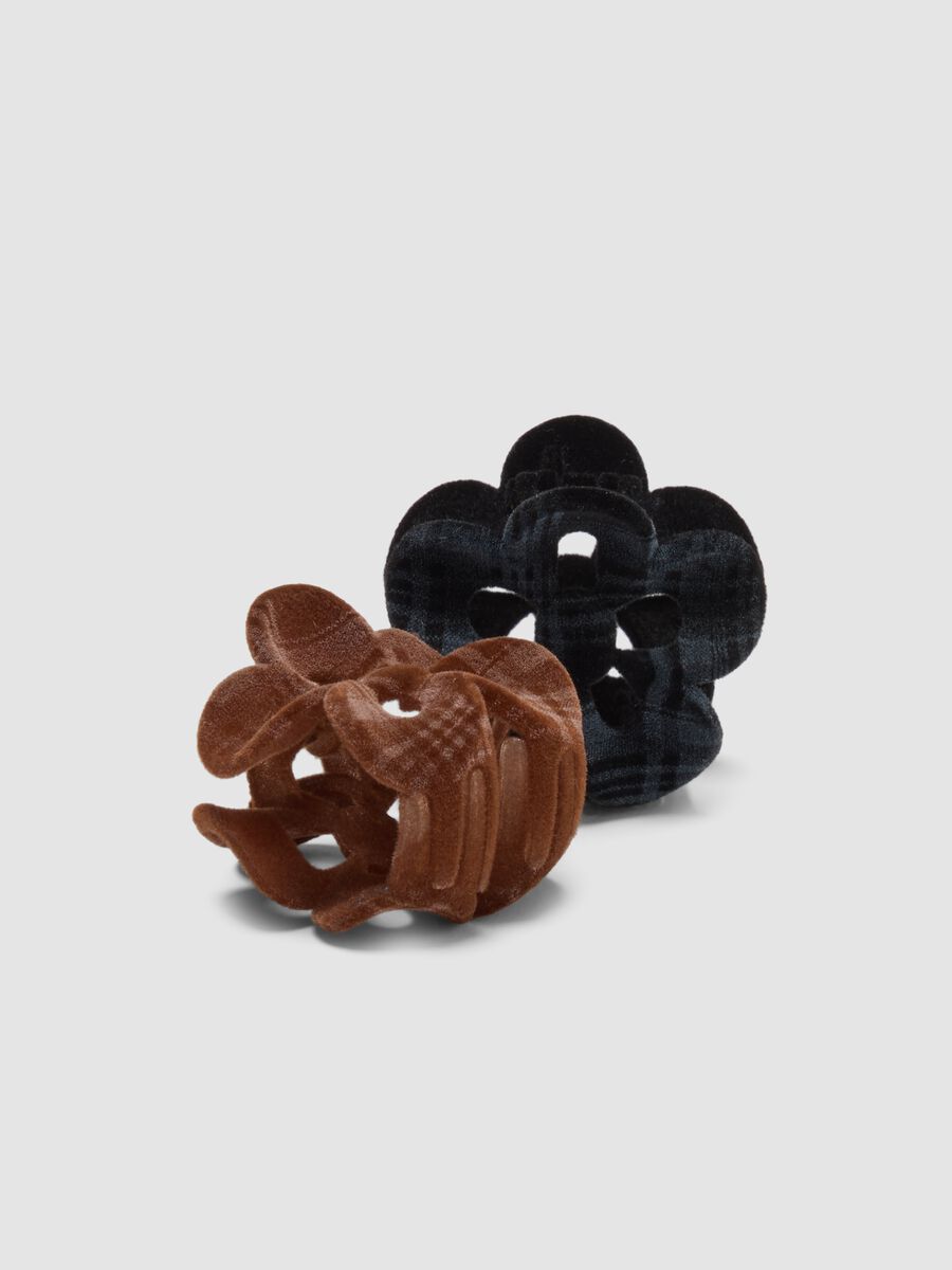Brown and black floral hair clip set_2
