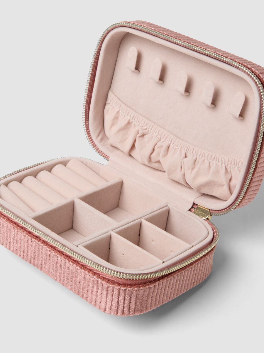 Pink stretch-fabric jewellery case with zip_2