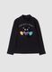 Black stretch cotton T-shirt with high neck_0