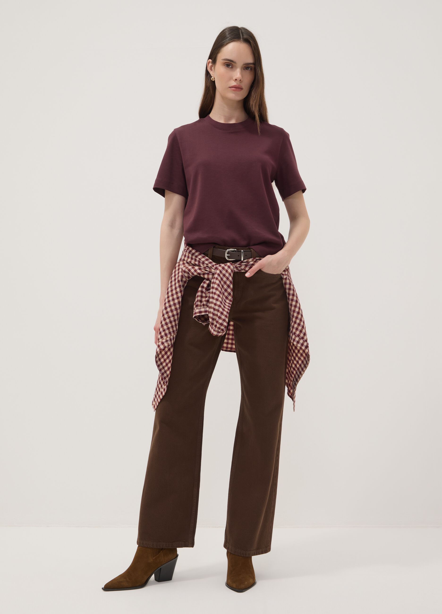 تي شيرت The Iconic Tee بنفسجي من قطن خالص بقصّة مريحة