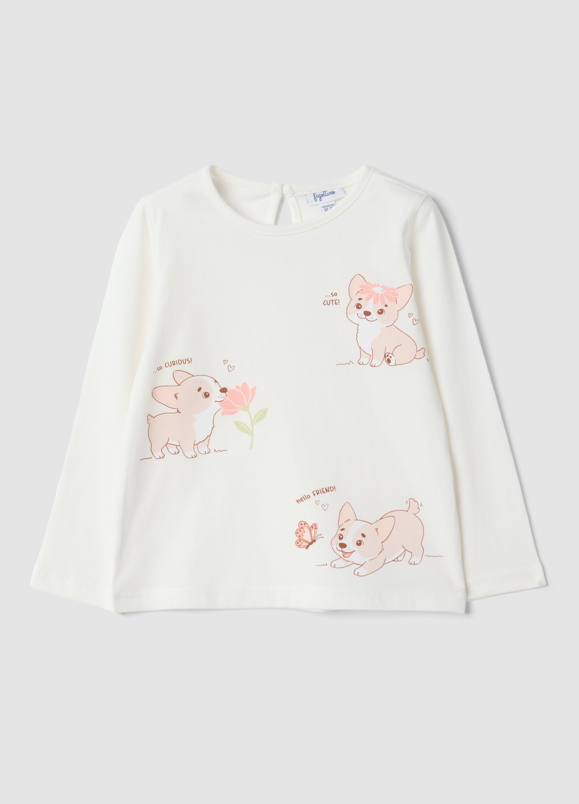 Maglietta bianca in puro cotone organico con stampa