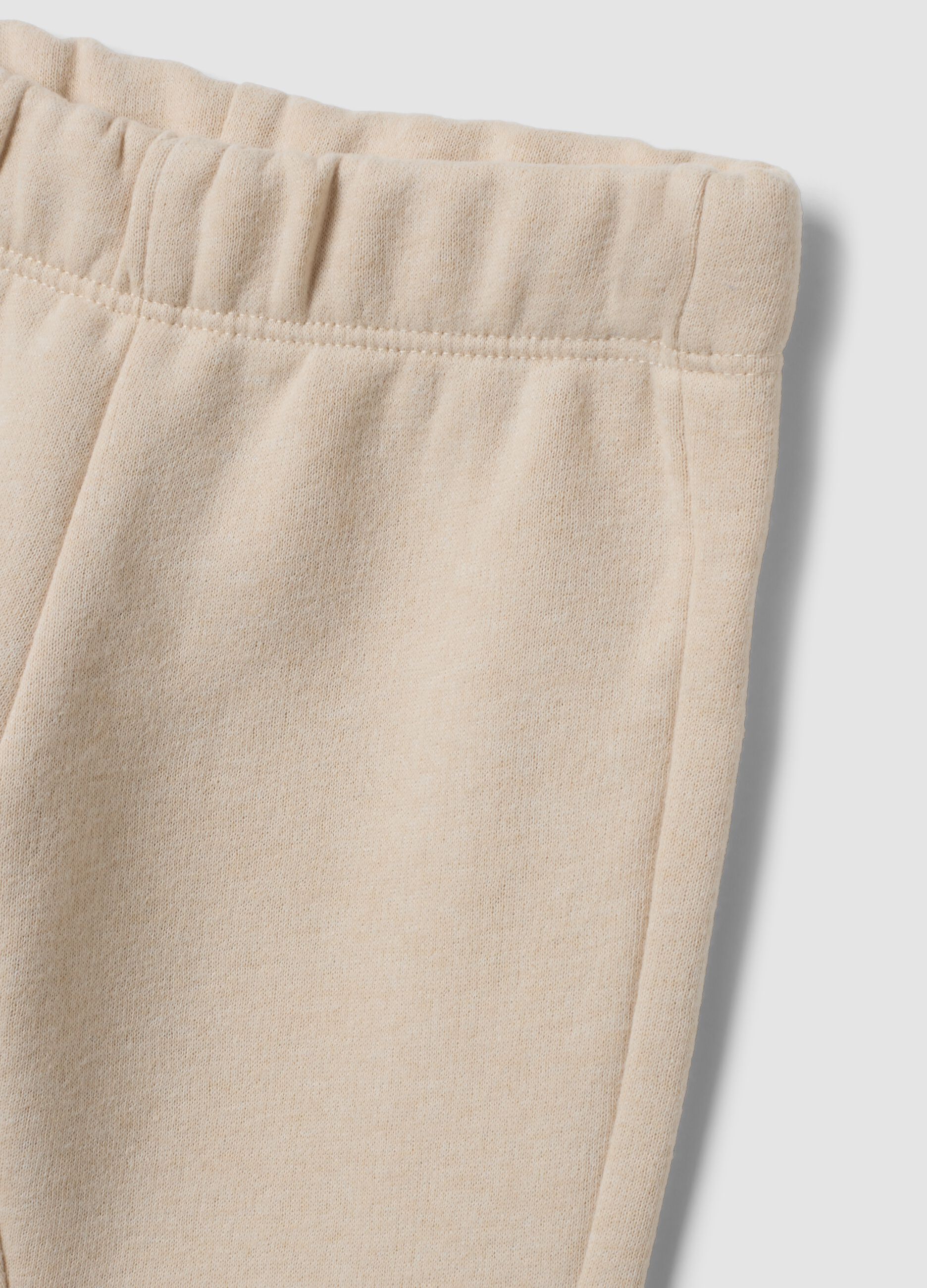 Beige cotton-blend tracksuit set, regular fit, with print
