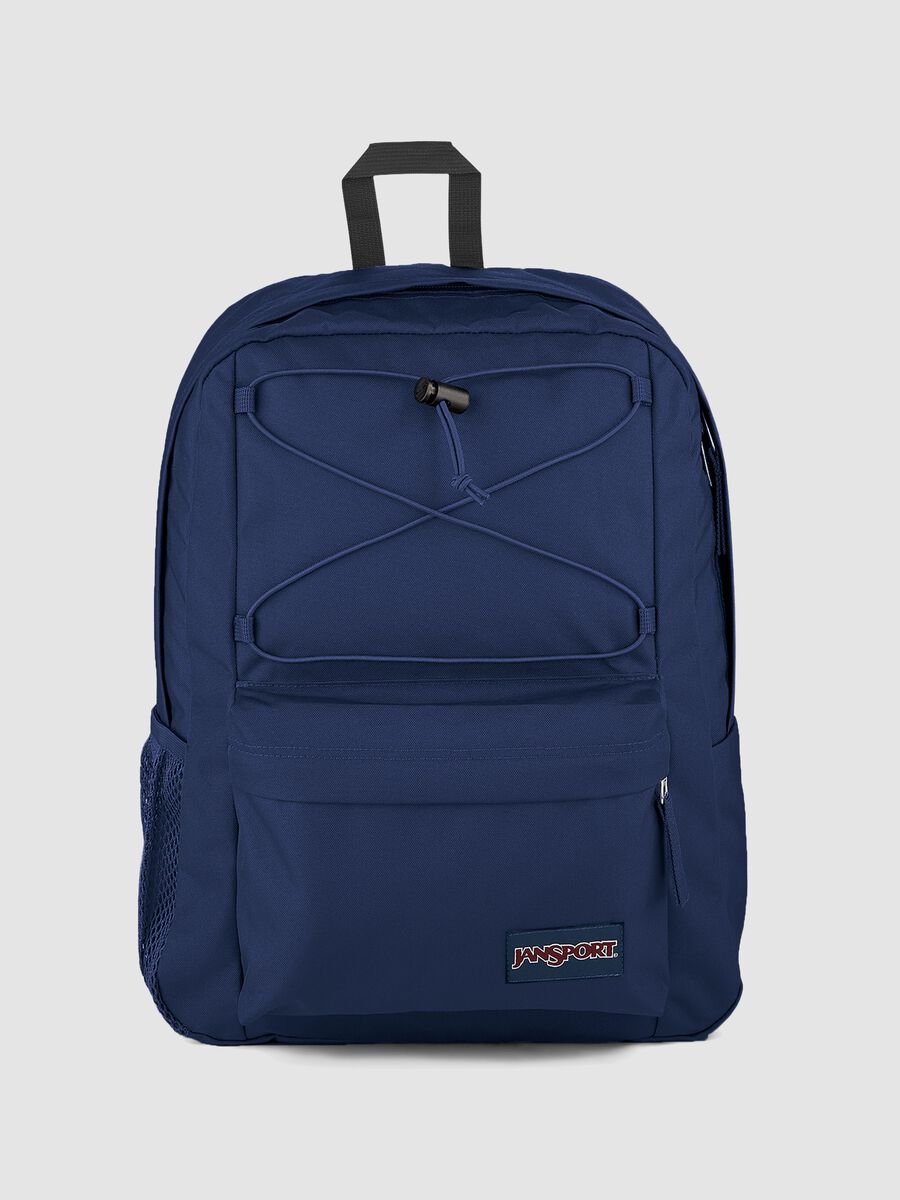 Blue backpack with front pocket and adjustable shoulder straps_0