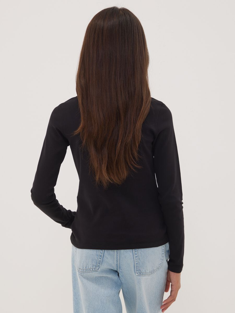 Black pure organic cotton top with high neck_2