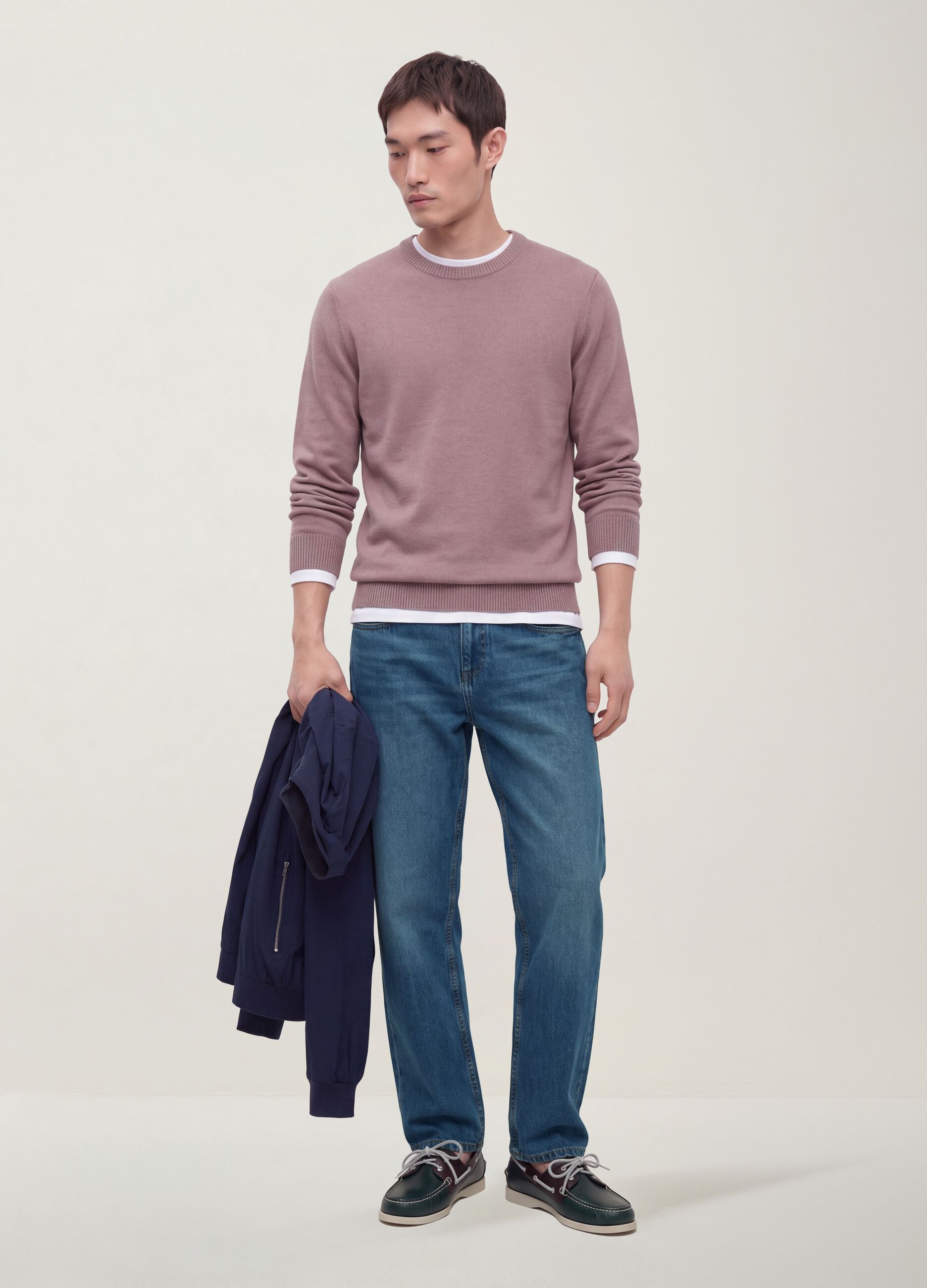 Maglia rosa girocollo in jersey knit regular fit