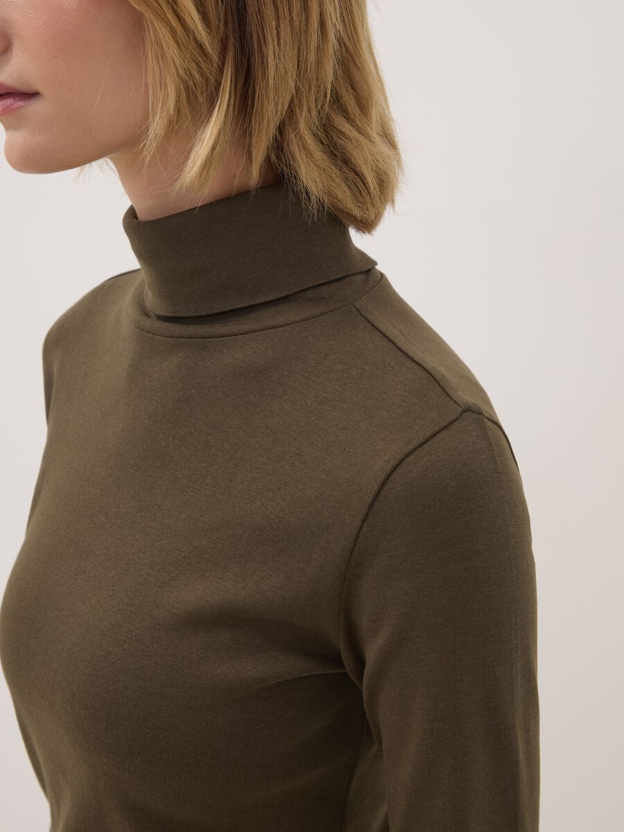 Brown crew-neck pure cotton T-shirt_2