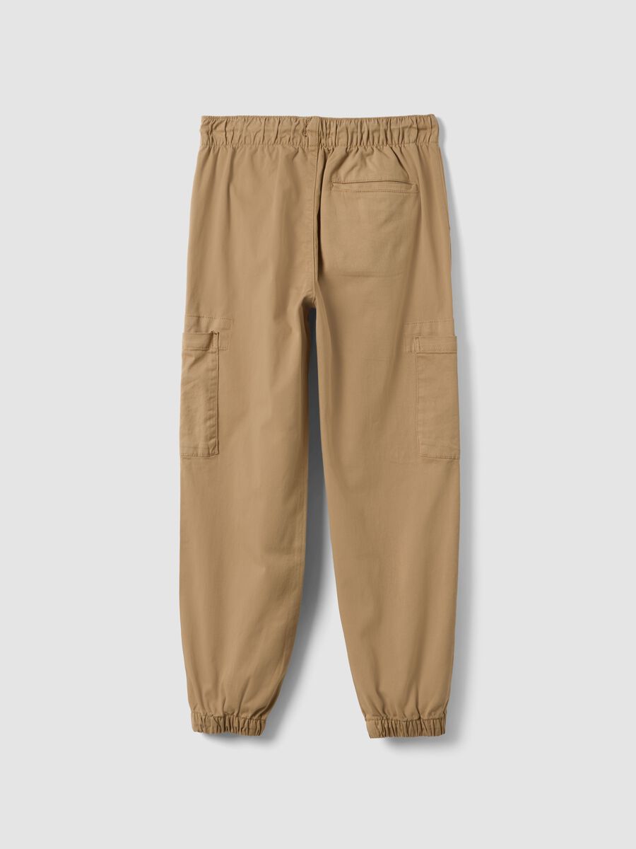 Jogger cargo marroni in cotone elasticizzato_2