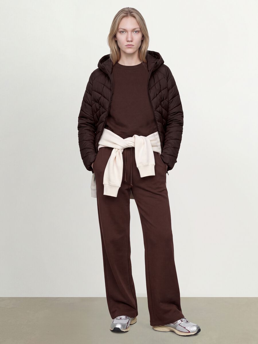 Brown Ultralight Quilted Jacket with Hood and Zip_2