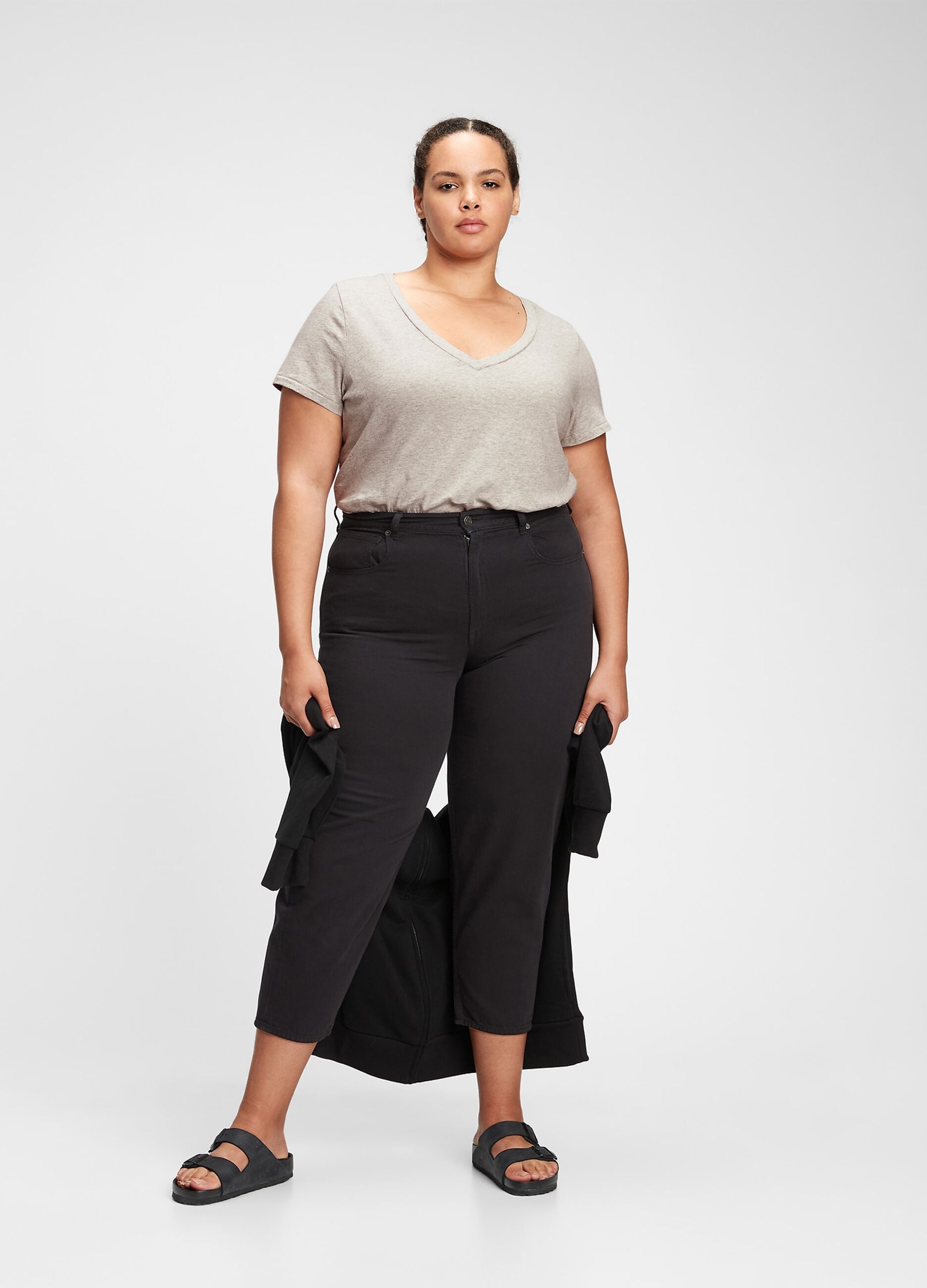 M&eacute;lange T-shirt with V neck