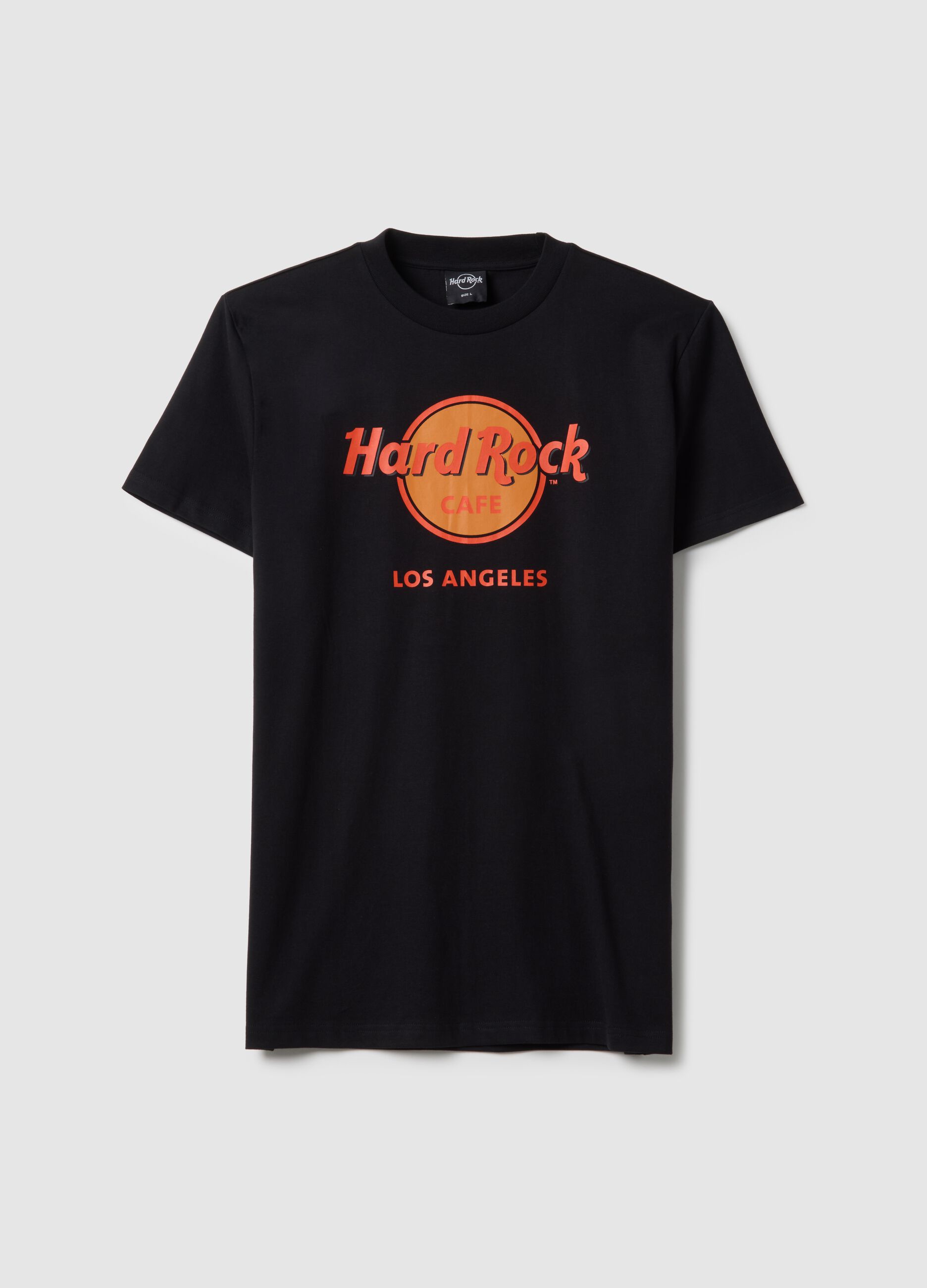 Black pure cotton regular fit t-shirt with Hard Rock Cafe logo