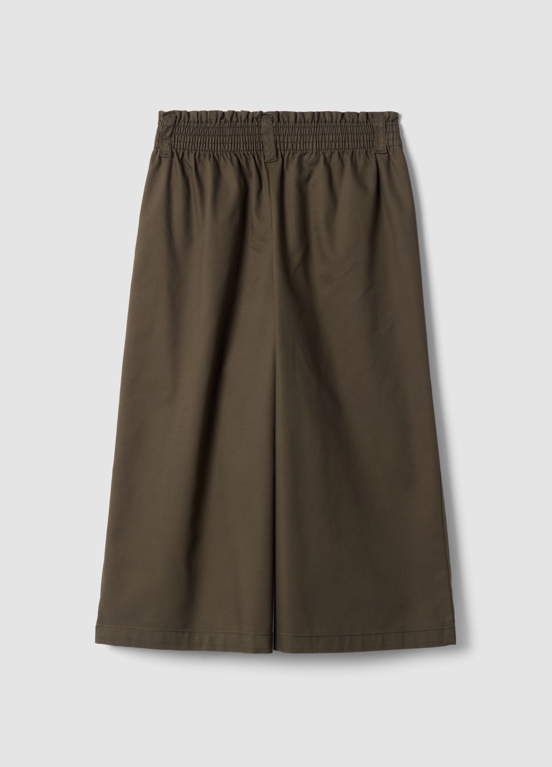 Green wide-leg jogger trousers in cotton and lyocell blend for girls