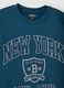 Blue pure cotton crew-neck sweatshirt with college print_2