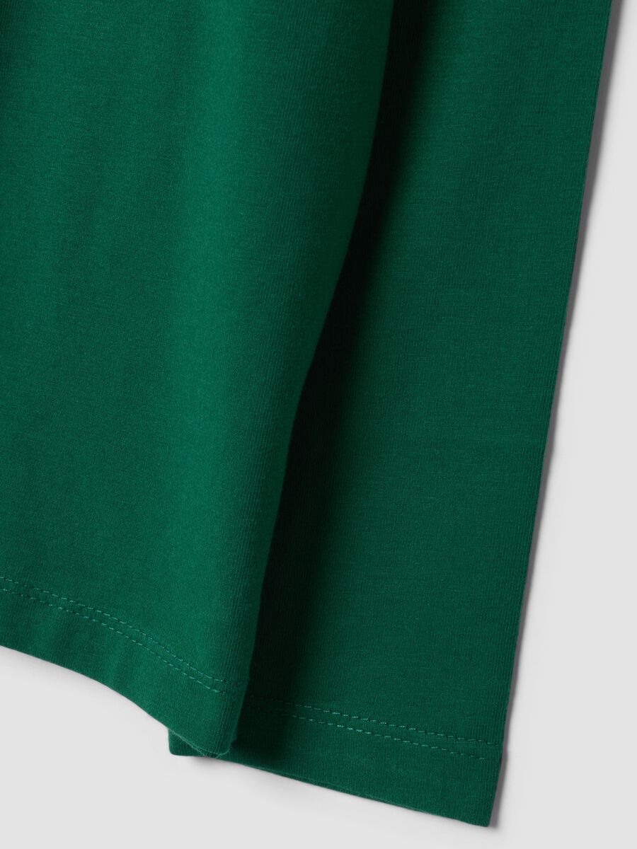 Green crew-neck T-shirt in stretch organic cotton_3