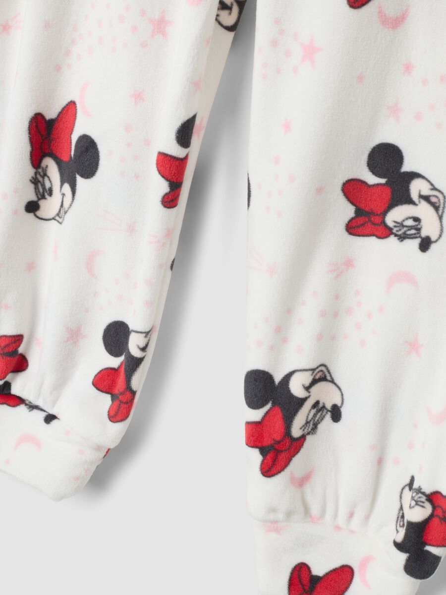White stretch fabric Minnie print pyjamas with crew neck_2