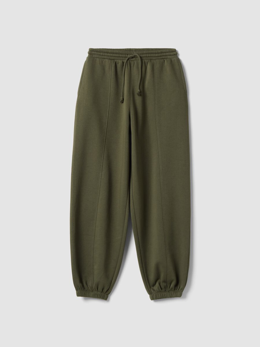 Green cotton-blend jogger trousers with drawstring_0