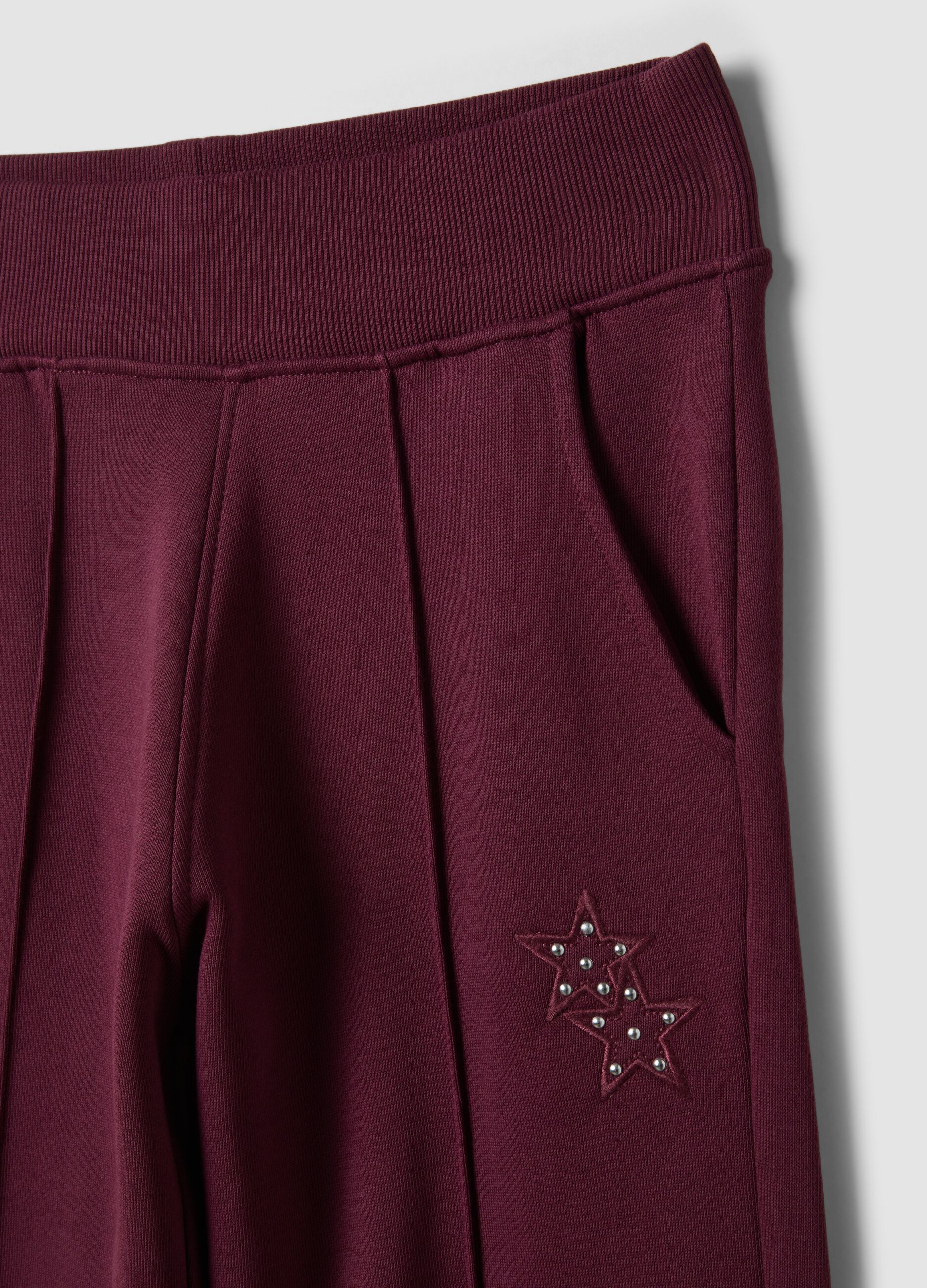 Pantaloni viola prugna in puro cotone wide leg