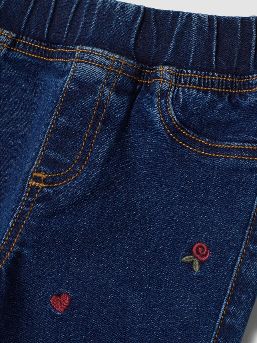 Blue flared cotton and stretch viscose jeggings_2