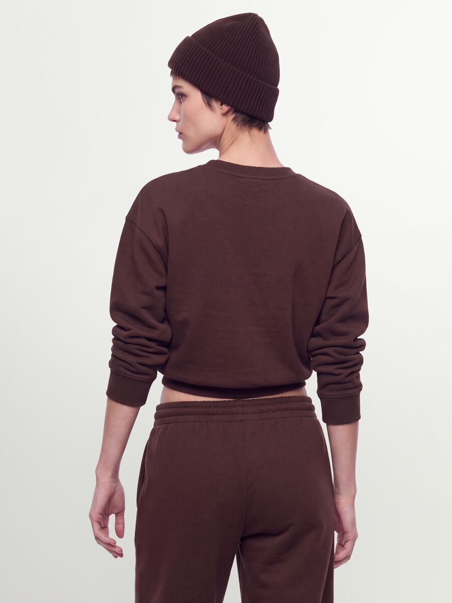Brown cotton-blend crew-neck sweatshirt, regular fit_3