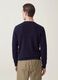 Maglia blu in misto cotone e cashmere girocollo_3