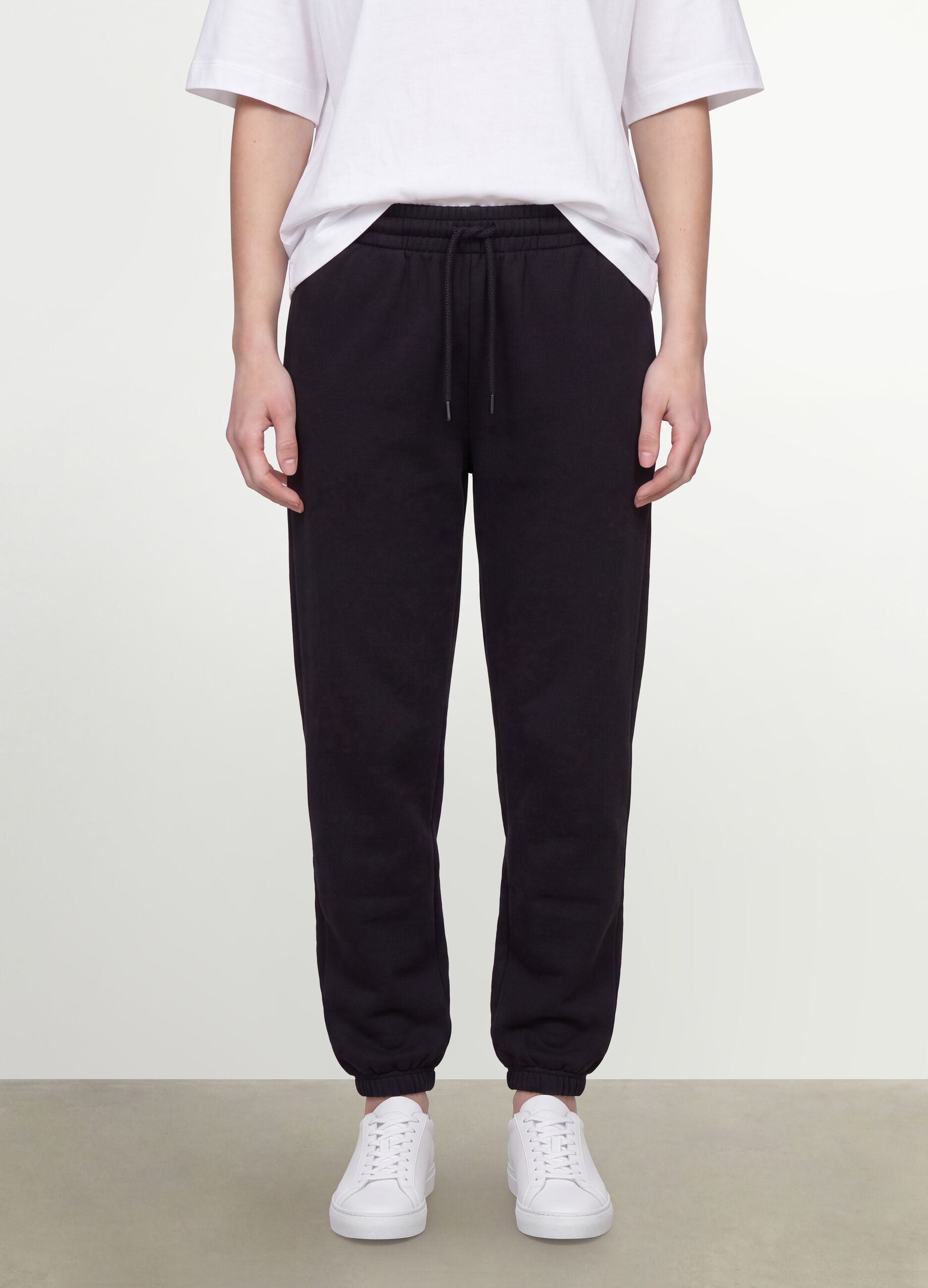 Black cotton-blend joggers with elasticated waist, regular fit