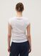 White pure cotton tank top with side ruching, regular fit_3