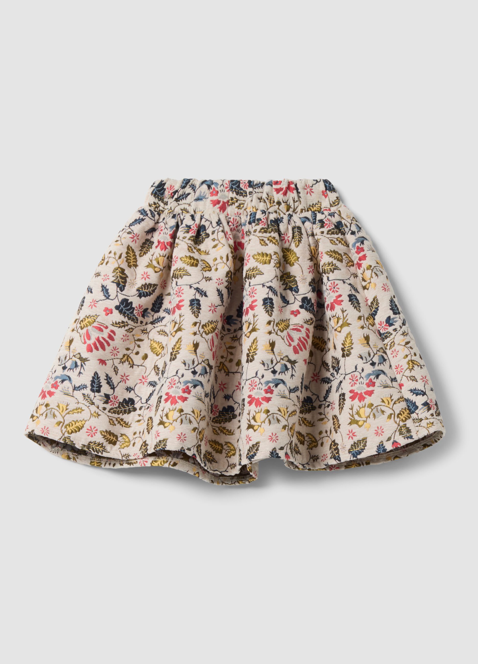 Multicolour floral viscose-blend skirt
