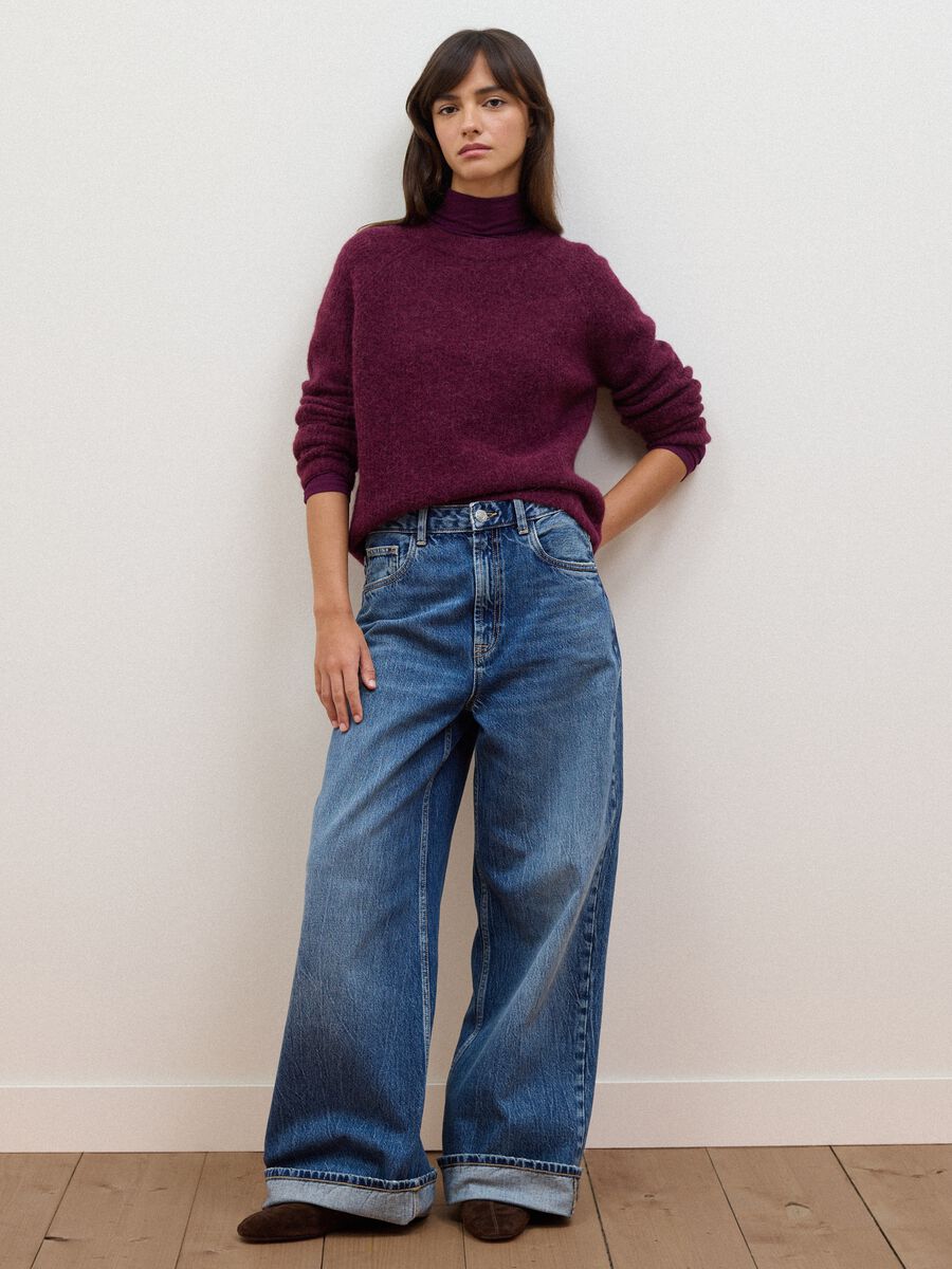 Purple alpaca and wool blend crew-neck jumper_2