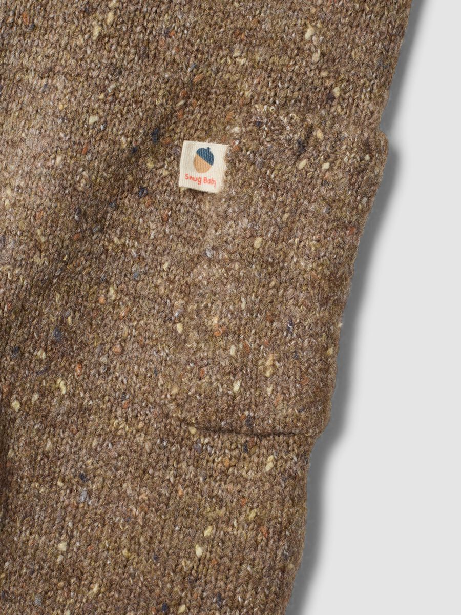Beige melange stretch-fabric dungarees_2