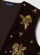 Gilet marrone con ricami floreali e paillettes slim fit_1