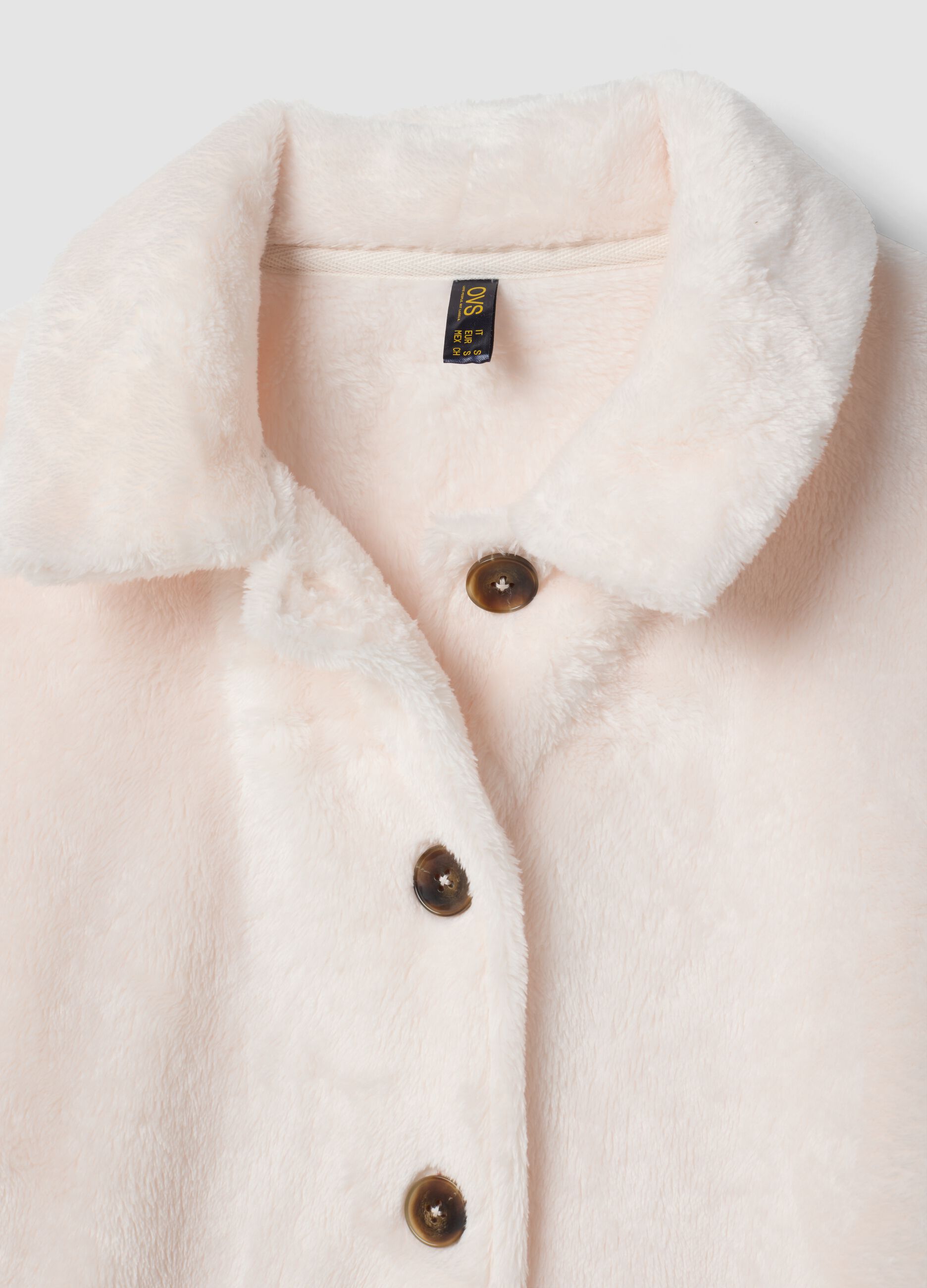 Soft white dressing gown with buttons and pockets