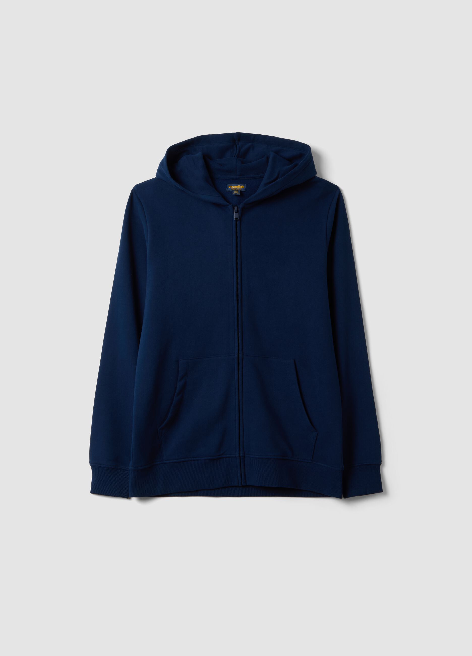 Navy blue organic cotton hoodie in a regular fit