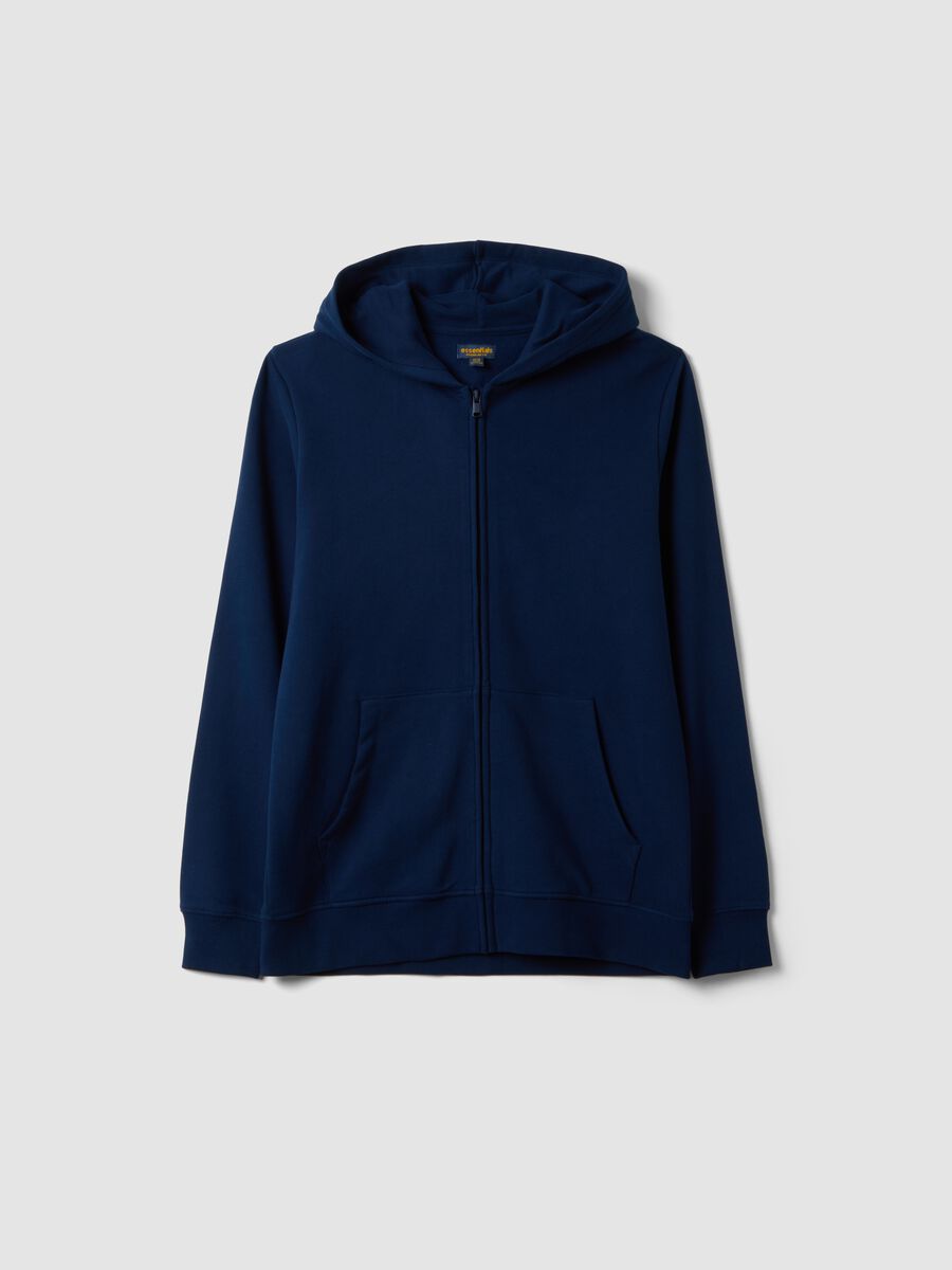 Navy blue organic cotton hoodie in a regular fit_0