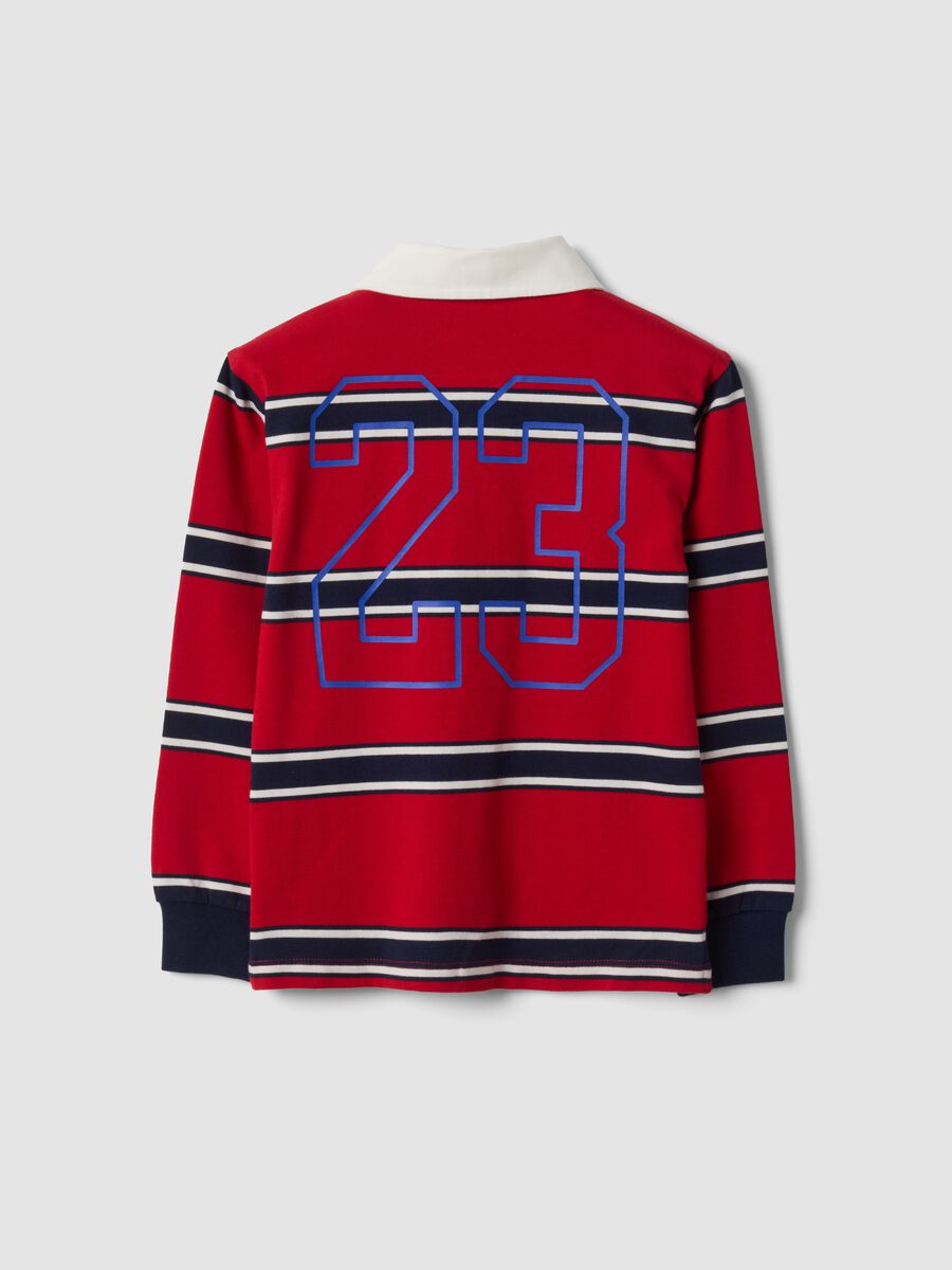 Boys&rsquo; red striped pure cotton rugby polo, regular fit_5