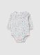 Baby girl's bodysuit in multicolour pure cotton with ruffle collar_0