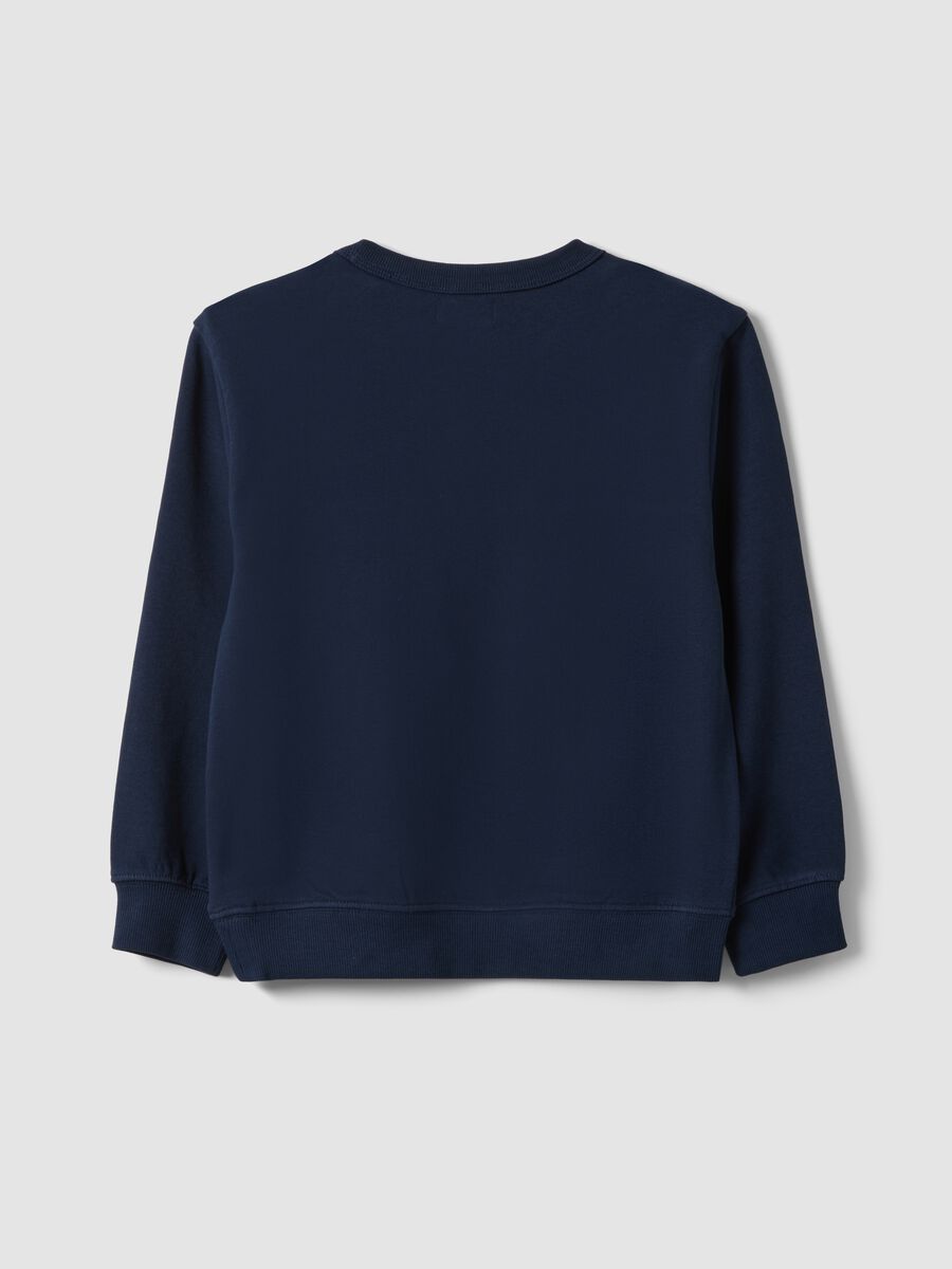 Blue organic cotton sweatshirt with print for boys, relaxed fit_1