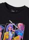 Black pure cotton T-shirt with K-Pop Demon Hunters print for girls_3