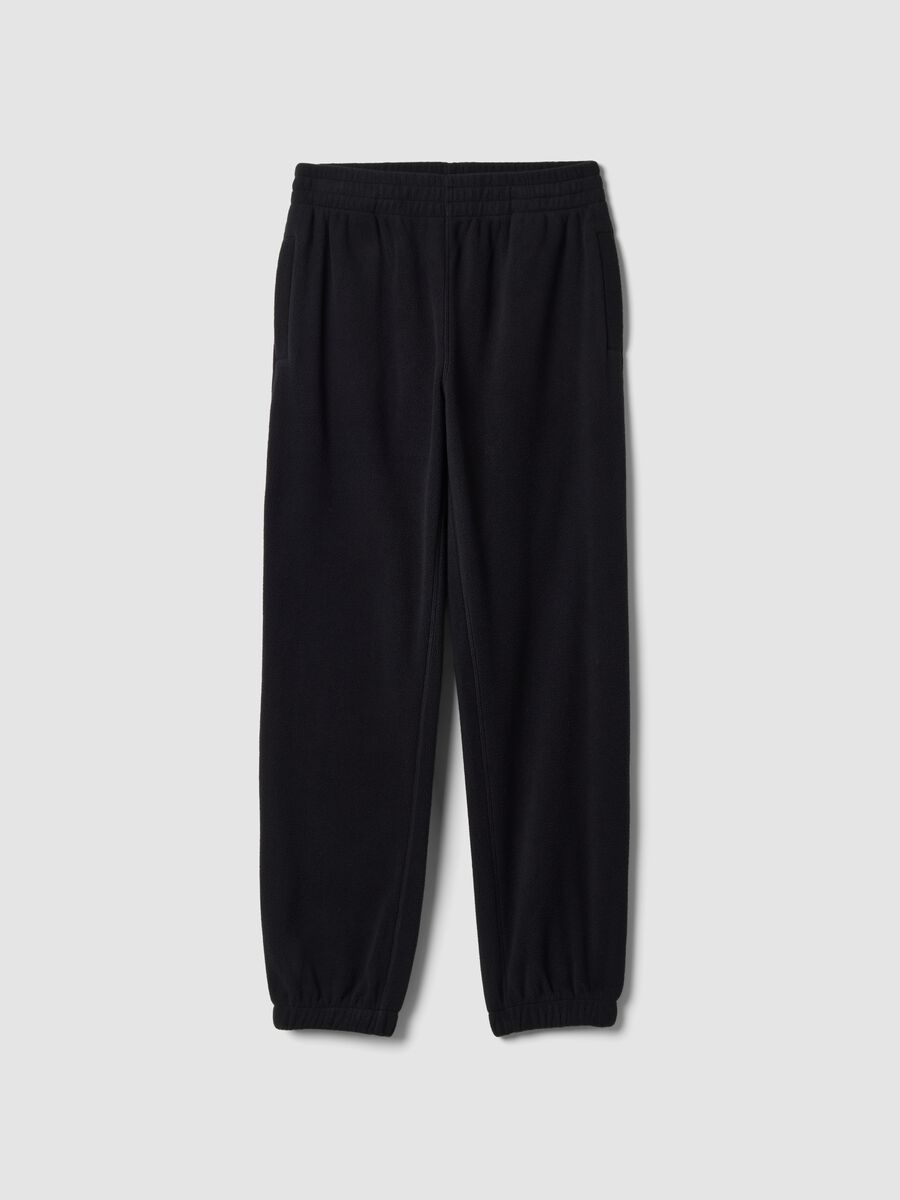Black regular-fit fleece joggers with elasticated waistband_0