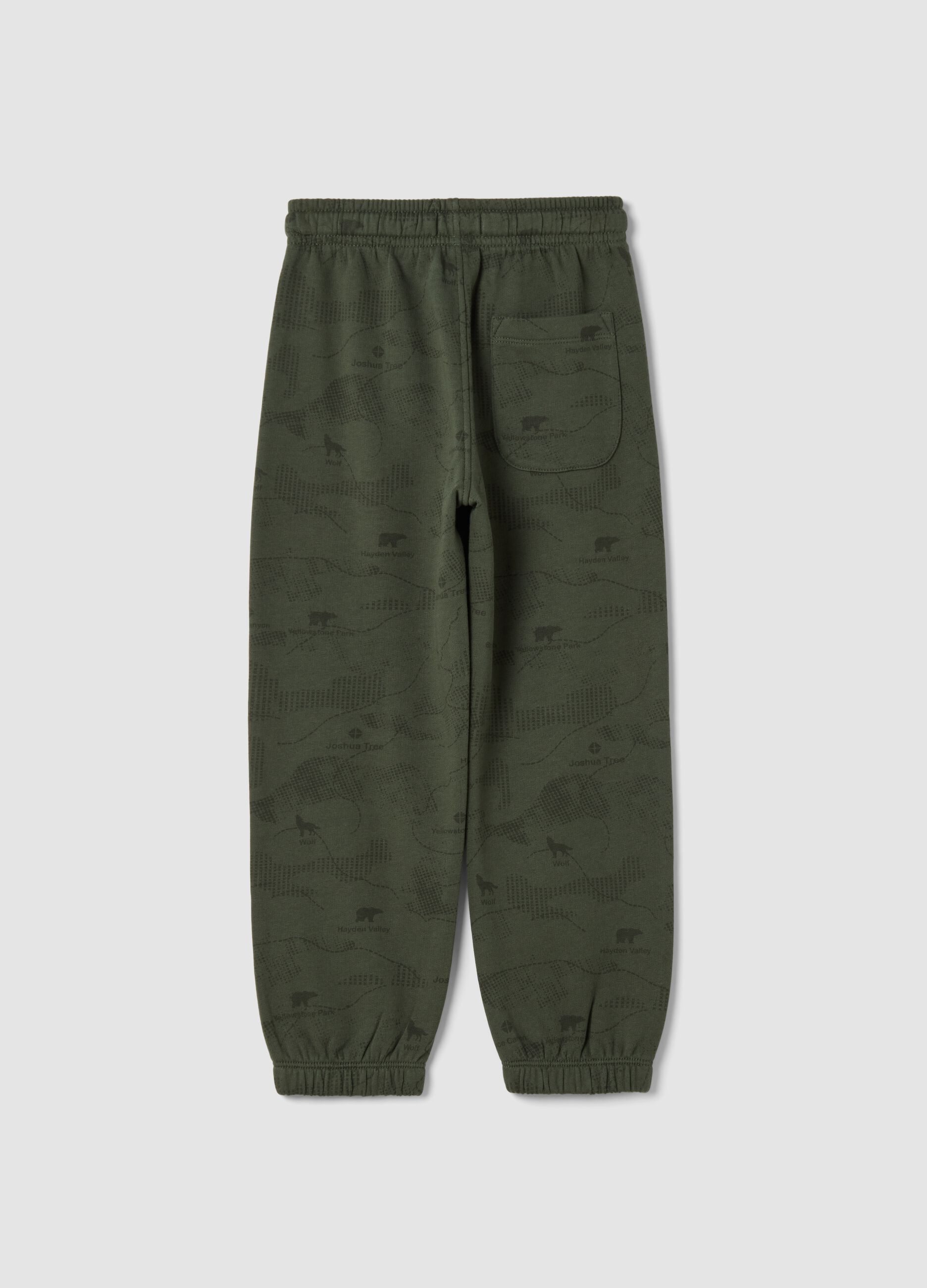 Pantaloni jogger verdi in puro cotone organico over fit