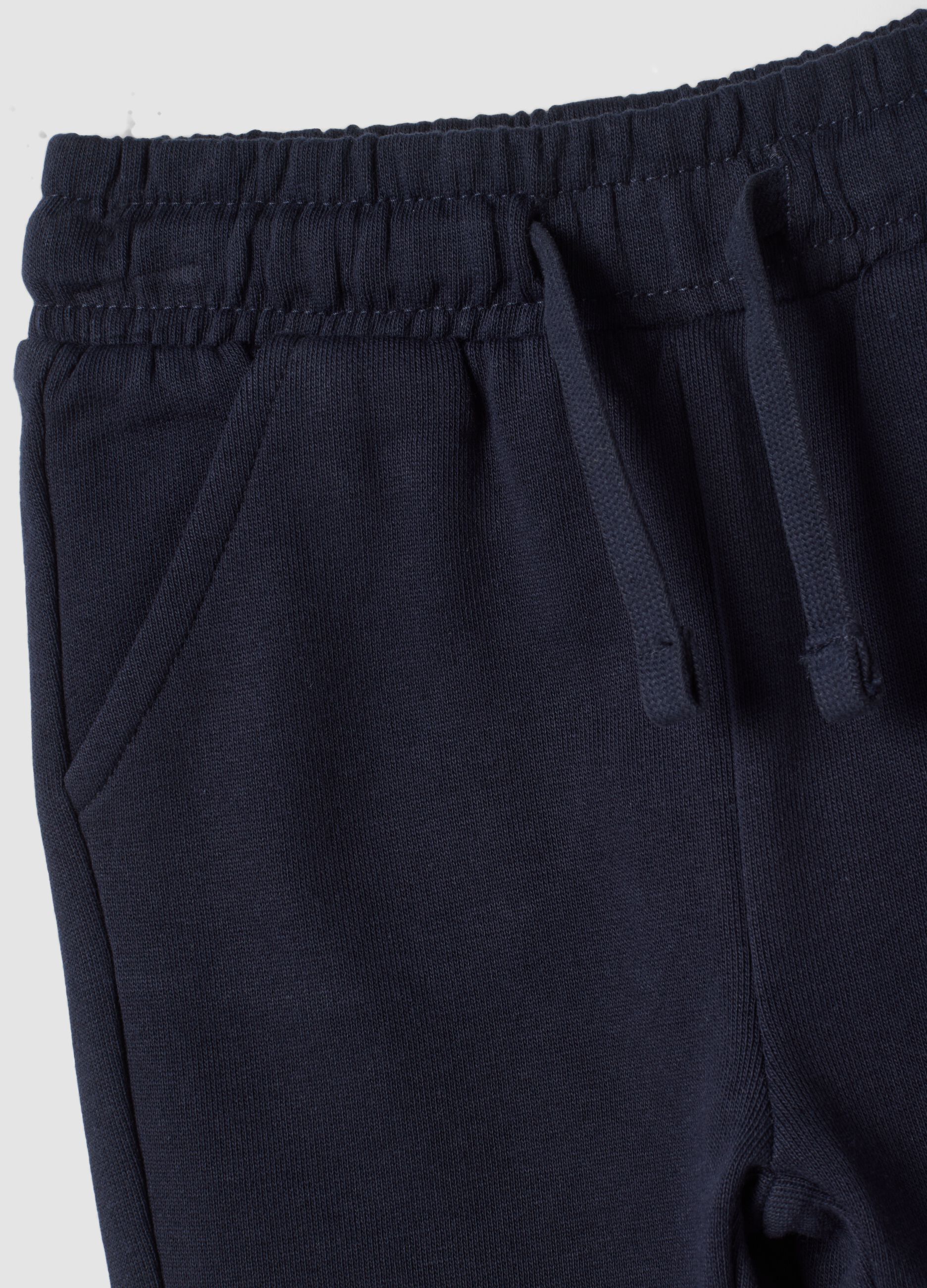 Blue pure cotton jogger trousers, regular fit