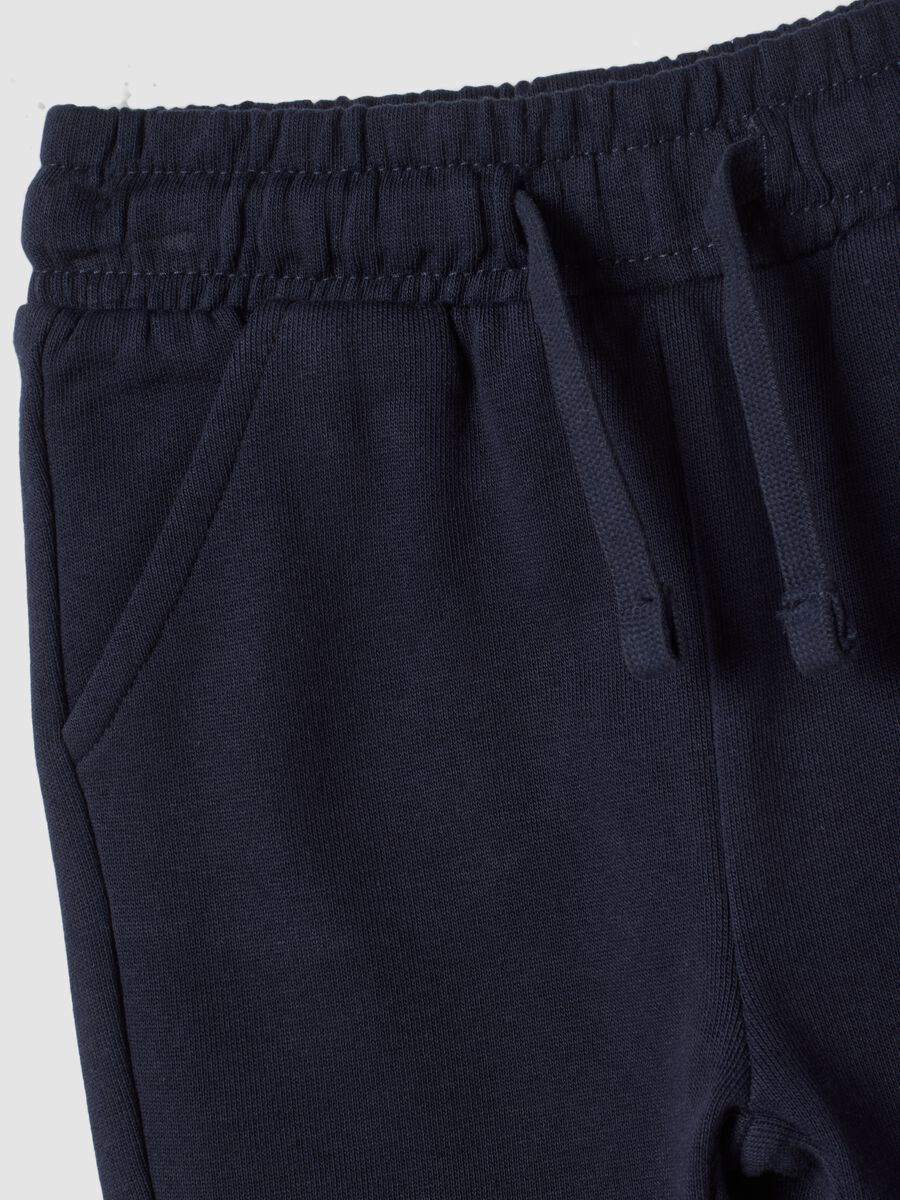 Blue pure cotton jogger trousers, regular fit_3