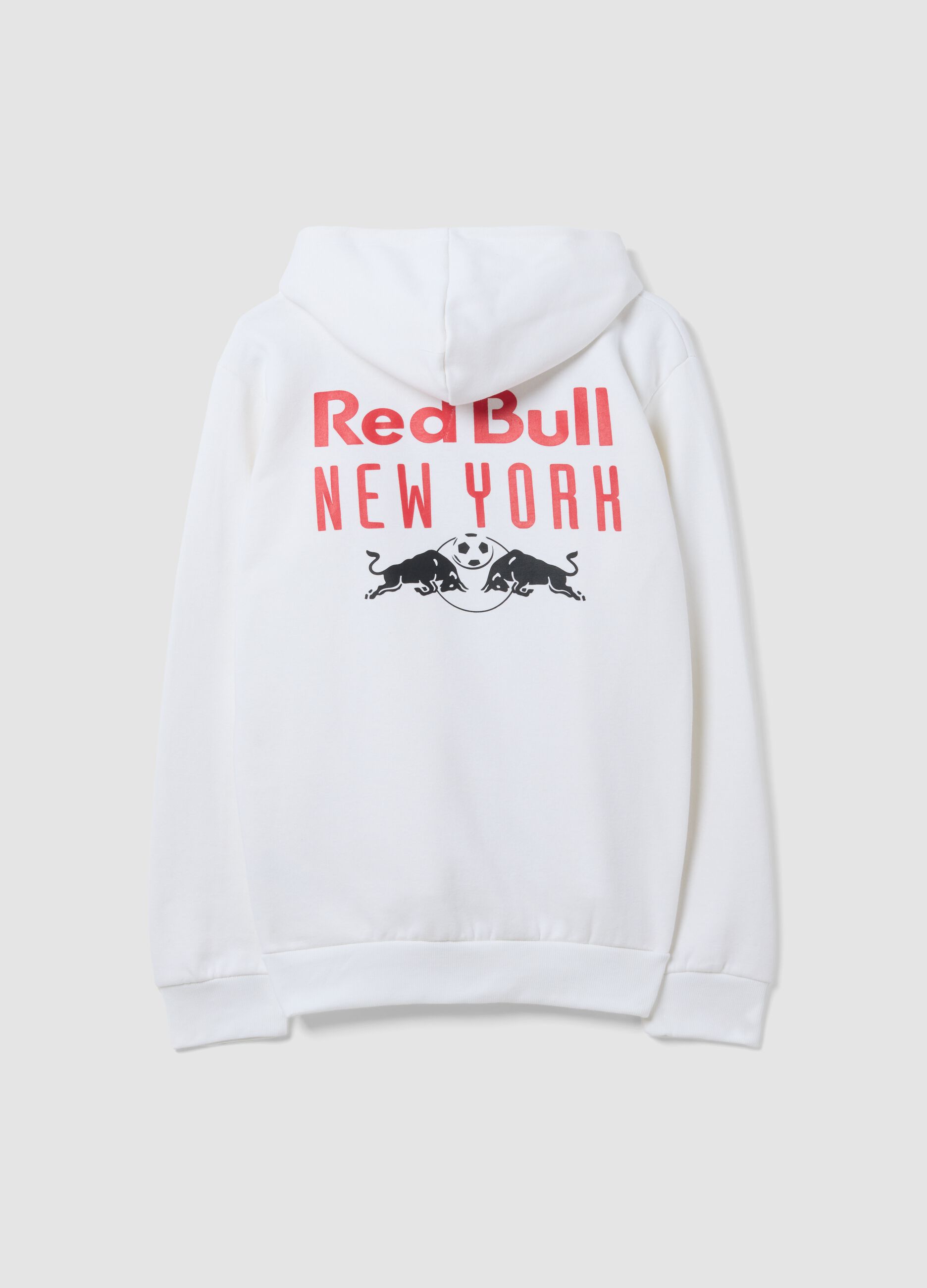 White cotton-blend hoodie with New York Red Bulls print