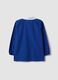 Customisable blue school apron with zip and go-kart embroidery for boys_1