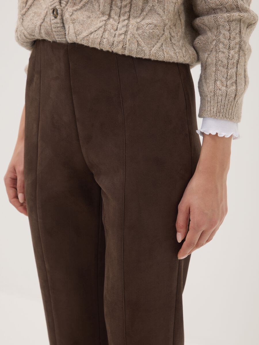 Leggings marroni in tessuto elasticizzato slim fit_2